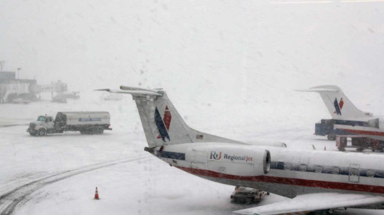 美国暴雪导致800个航班被取消